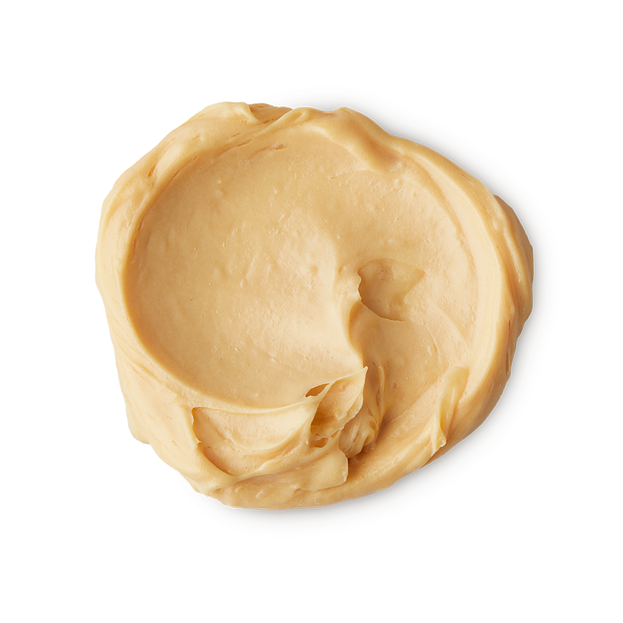 Tofu shampoo. A circular swatch of thick, creamy, pastel-yellow Tofu shampoo showing wispy peaks.